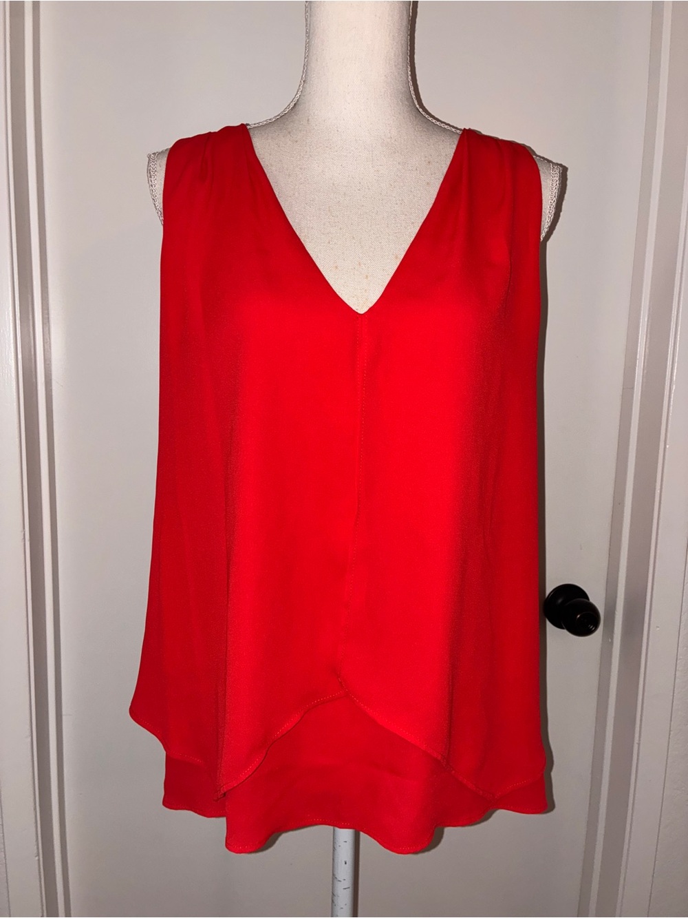 Mango Red women’s sleeveless top v-neck layered
